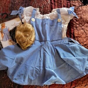 Dorthy Costume. Dress And Leg Avenue White Thigh Highs with Blue Gingham Bow